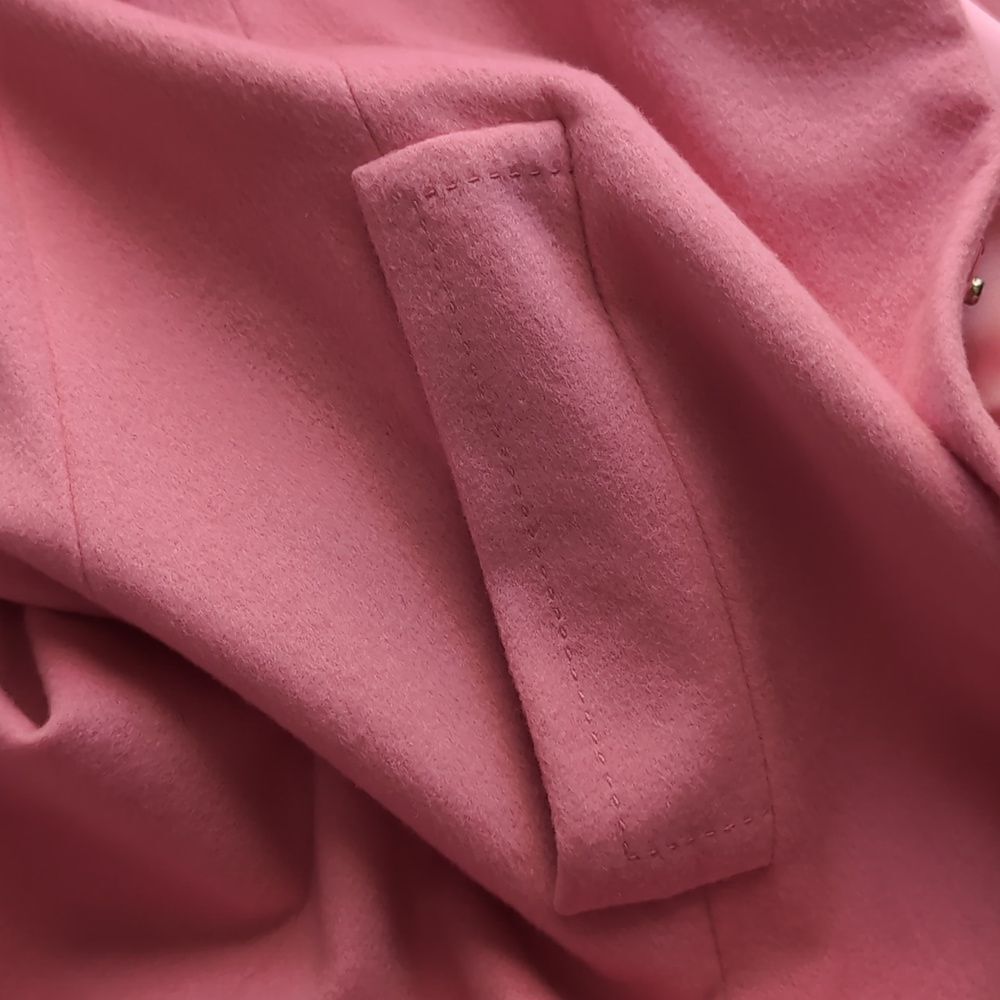 Pink Tartan Cotton Candy Pink Cashmere Wool Coat L - Picture 13 of 16
